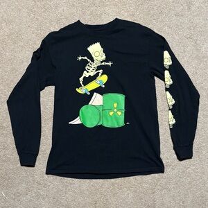 Bart Simpson Skeleton Skateboarding Graphic Long-Sleeve